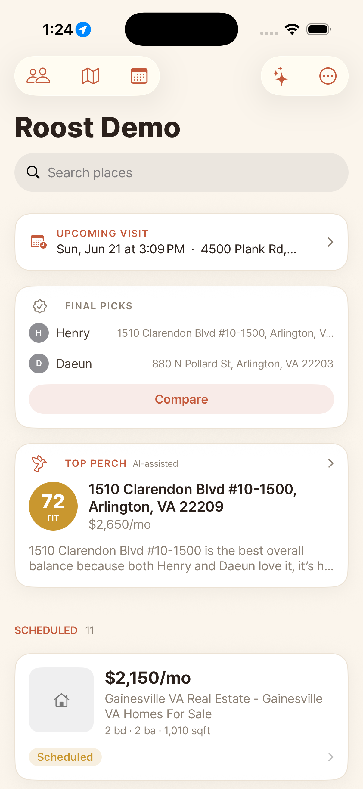 Roost home with shared places and the top pick